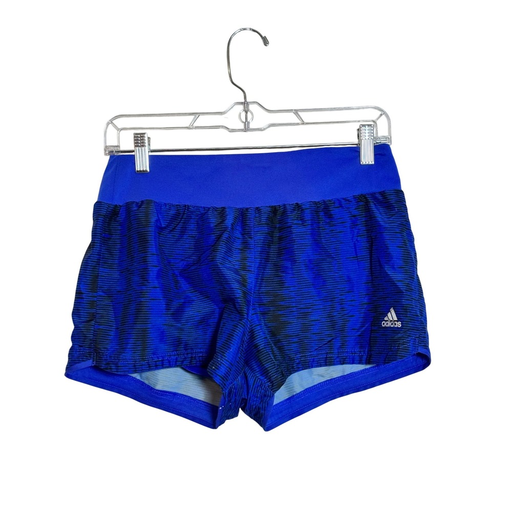 Adidas Women's Running Shorts Blue Black Graphic Print ClimaLite Small S